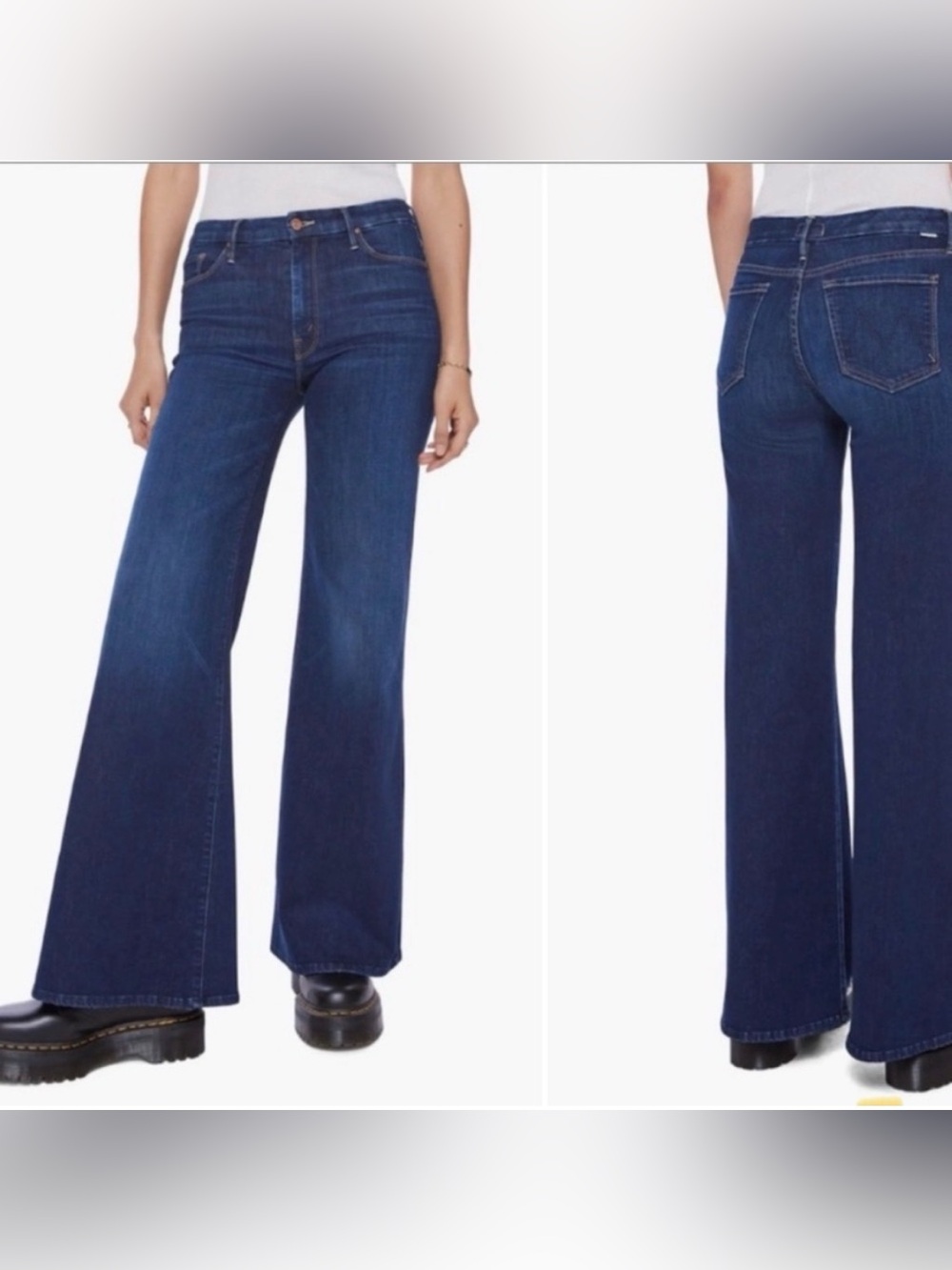 MOTHER Hustler Roller Sneak Jeans Off Limits Dark Wash Wide Leg 31 Petite